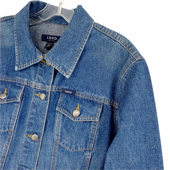 Izod Jeans Denim Jeans Trucker Jacket Medium Blue Wash - Picture 5 of 15